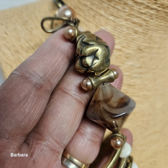 Vintage 80s Tribal/Boho Bead and Metal Accent Necklace - Picture 3 of 7